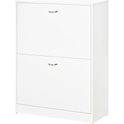 Meuble à chaussures, rangement pour chaussures, dimensions : 60 x 24 x 80 cm (L x l x H), 2 portes battantes, blanc