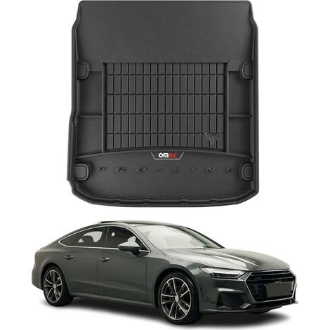 Tapis de Coffre 3D TPE Premium Compatible avec Audi A7 2017 à 2023, Bac de Protection de Coffre Intérieur antidérapant Revêtement de Coffre Bords Hauts pour Voiture Noir