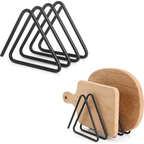 JSSEVN-Support planche à découper 2 pièces Rangement couvercle casserole et poêle en métal antidérapant Range couvercle cuisine pour tiroir (1/5)