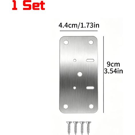 (2 jeux) Plaque de réparation pour charnière de porte d'armoire, plaque de montage pour charnière de porte de placard avec trous, supports de fixation, quincaillerie de réparation (1/5)