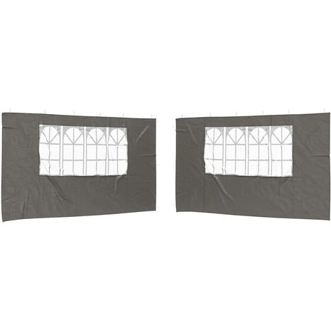 Party Tent Sidewall 2 pcs 400 x 195 cm Anthracite PE and Steel vidaXL
