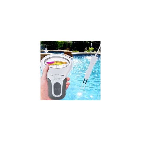 Testeur de qualité de l'eau 2 en 1 – Mesure pH et chlore pour piscine et spa – Écran LCD – Inclus : sonde et accessoires Piles non incluses. (1/4)