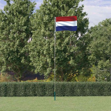 Drapeau des Pays-Bas et mât 5,55 m Drapeau Décoratif - Style Contemporain Aluminium BV210483 - BonneVie (1/5)