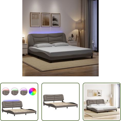 LED-Leuchten -  Bettgestell mit LED ohne Matratze "Hvar" Taupe 180x200 cm Stoff (1/5)