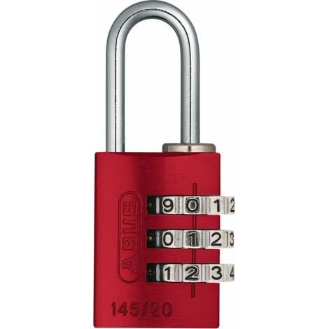 Zahlen-Vorhangschloß-Aluminium Breite 20mm,145/20 m.EAN,Farbe rot