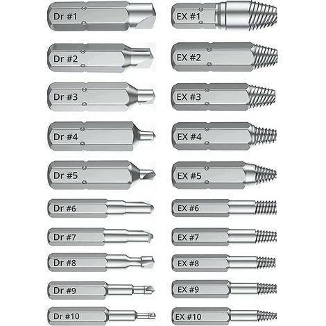 MINE 22 extracteurs de vis endommagés, rallonge magnétique et adaptateur de douille, accessoires extracteurs de vis avec embouts de polissage et d'extraction séparés pour D (1/5)