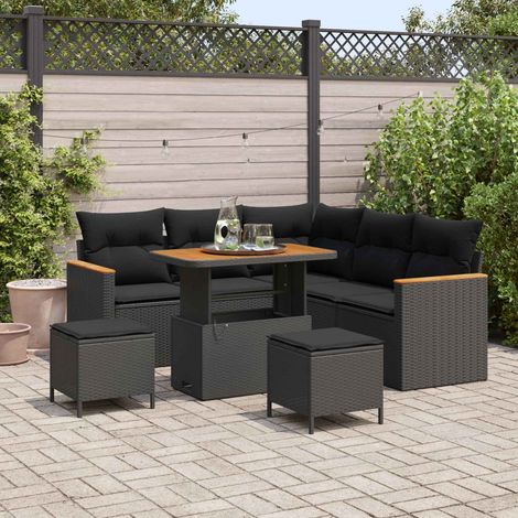 vidaXL Gartensofa-set 8 pcs Schwarz Poly-Rattan (1/5)