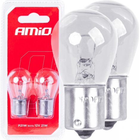 Lampadine alogene P21W BA15s 12V, 2 pezzi in blister, AMIO-03351 (1/5)