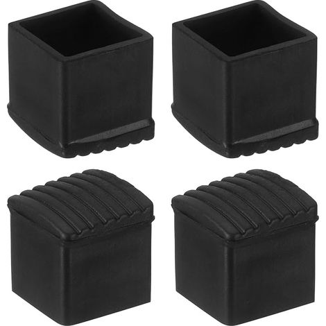Pack of 4 Thick Plastic Furniture Foot Caps 25 x 25 mm Black (1/4)
