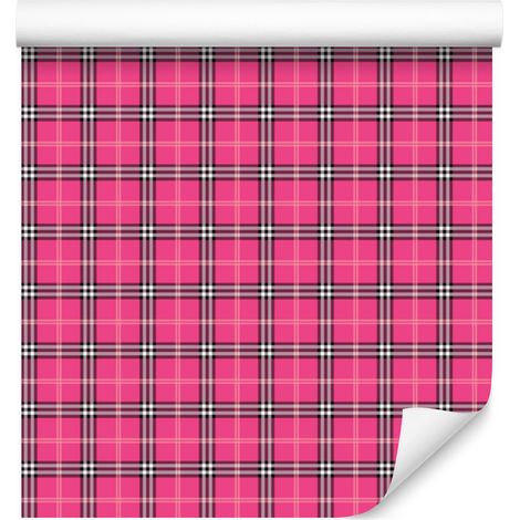 Carta da parati a quadri rosa per soggiorno e camera da letto, 50x1000 cm (1/5)