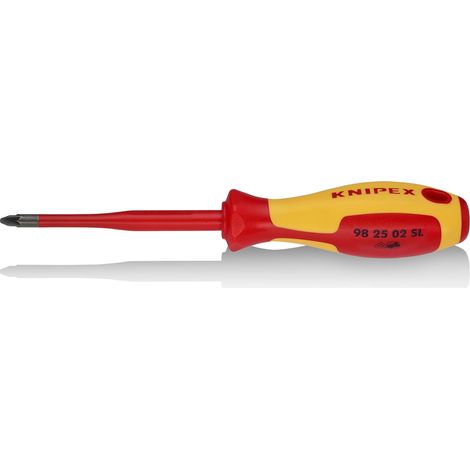 KNIPEX 98 25 02 SL Giraviti per elettricisti (Slim) per viti con impronta a croce Pozidriv® impugnatura isolante, in materiale bicomponente, collaudato VDE brunita 212 mm (1/3)