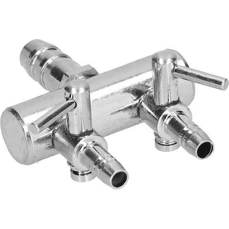 Vanne de distribution pour aquarium, tuyau d'oxygène pour aquarium, interrupteur de réglage du dioxyde de carbone, vanne de distribution en acier inoxydable, 2 têtes (1/5)
