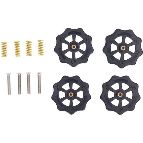 Kit de 4 écrous de nivellement à torsion à la main Écrou de nivellement de lit chauffant Ensemble de vis à ressort pour lit chaud pour imprimante 3D Anet A8, ET4PRO, ET5, CR Ender 3