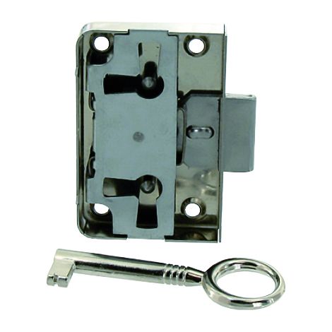 Aufputz-Schloss 20mm Universal Edelstahl vernickelt - Vynex