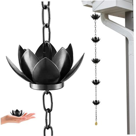 1.2 m long rain chain, 5-cup rain chain, Lottus gutter chains, metal chains for outdoor use, Dirvert water-efficient drainage, garden gutter (1/5)