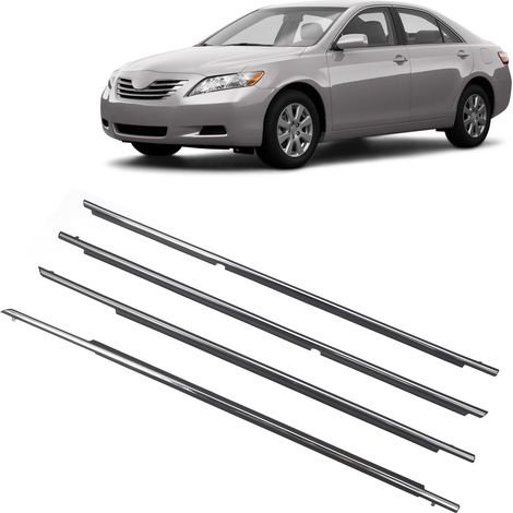 Ensemble de 4 pièces de joints d'étanchéité pour portes et fenêtres, pièces de garniture d'étanchéité moulées, bandes d'étanchéité pour vitres de voiture 75710-06080, convient pour Toyota Camry XV40 2 (1/5)