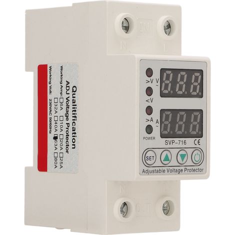 Überspannungs- und Unterspannungsschutzgerät, Strombegrenzer, einstellbarer Timer, intelligent, selbstrückstellend, AC220V 63A (Überstrom von 1 bis 63A) (1/5)