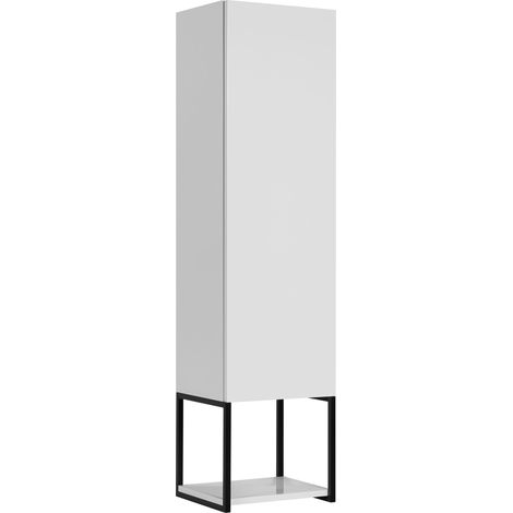 Meuble colonne de salle de bain suspendu LOV blanc brillant et noir 33 x 130 cm (1/5)