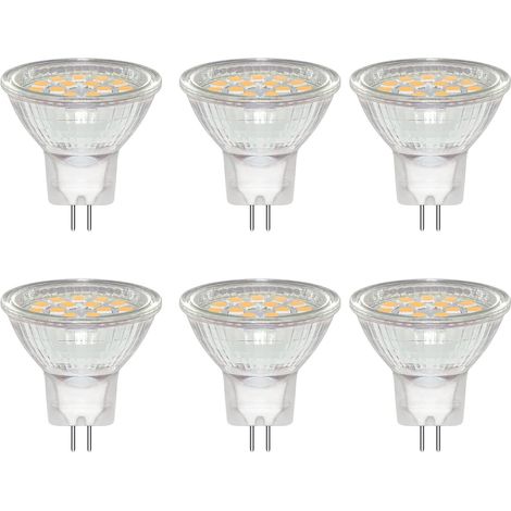 6 Pack GU4 LED 3W Spot Light Bulb, Warm White 3000K, Equivalent to 20W 30W Halogen Lamp, 300LM, AC/DC 12V-24V, 120° Beam, Non-dimmable, With Clear Protective Glass (1/5)