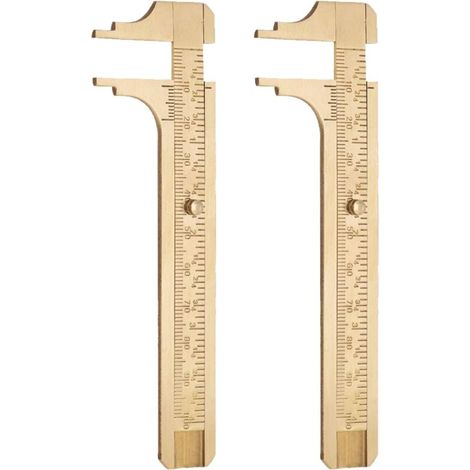2pcs Measuring Tools,Pocket Vernier Caliper,Brass Ruler,Brass Sliding Vernier Caliper,Portable Vernier Caliper,Suitable for Men