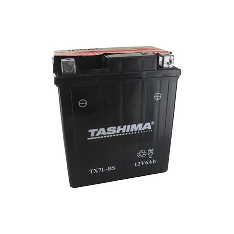 Batteria al Piombo stagno senza manutenzione 12V, 6A. L: 114, L: 71, H: 131mm, + a destra per scooter e moto. (con acido separato)