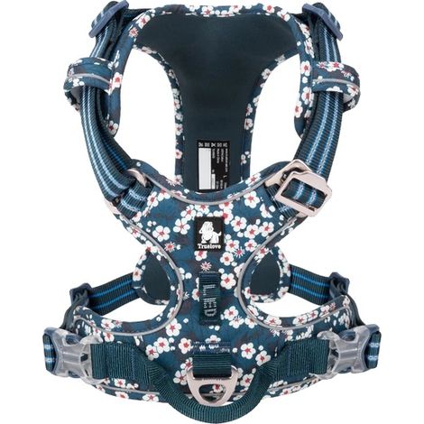 Harnais pour Chien, Ajustement Réglable, Caractéristiques de Sécurité Réfléchissantes, BLEU SAXONIE, XL (1/2)
