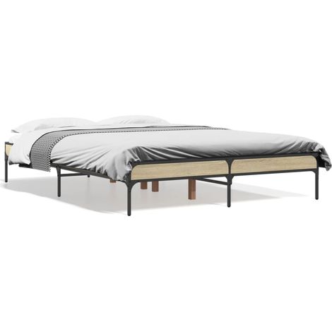 Lit double Lit adulte Cadre de lit sans matelas chêne sonoma 140x190 cm (1/5)