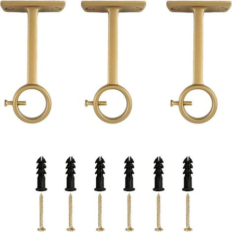 3 Piéces Supports De Tringle À Rideaux Pour Plafond Et Mur, Alliage D'Aluminium Doré, Peut Contenir Des Tringles De 1,6 À 2,5 Cm-Crezuo (1/4)