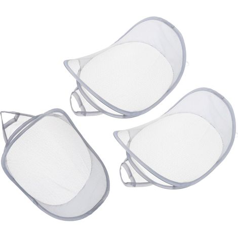 3 Pièces Panier à Linge Mural Pliable Maille Grise Corbeille Suspendue pour Rangement Vêtements Jouets Couverture Gain de Place pour (1/4)