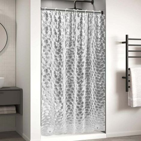 Anti-Schimmel-Duschvorhang 120 x 180 cm, wasserdicht, waschbar, aus EVA-Material, mit 8 Ringen - Crezuo