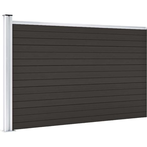 Panneau de clôture barrière de jardin intimité en composite WPC modulaire Noir 175 x 105 cm (1/5)