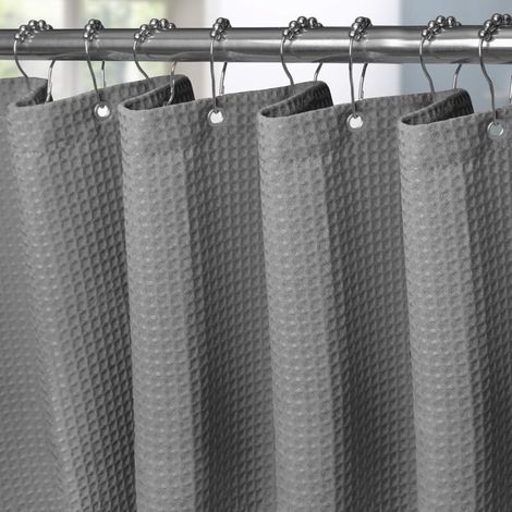 Tenda da doccia con trama a nido d'ape e anelli in metallo, in tessuto di poliestere impermeabile e antimuffa – 182x182 cm (grigio) (1/4)
