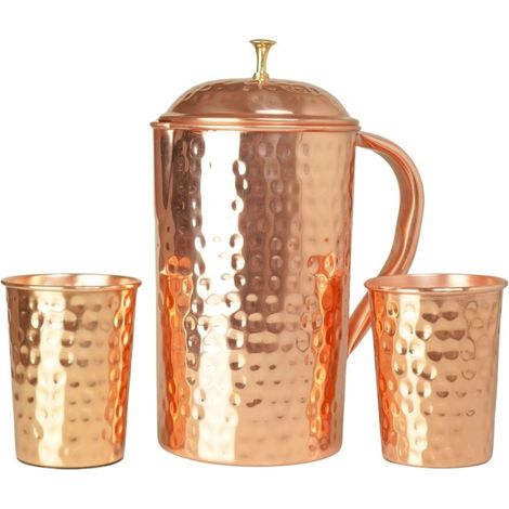 Juego de jarra de cobre martillado 1500 ml + 2 tazas 250 ml Orient (1/5)