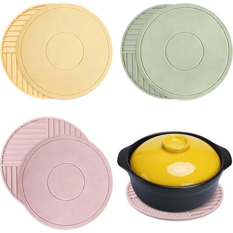3 Pièces Dessous de Plat Silicone Rond, 15cm Rondes Tapis de Dessous de Plat, Dessous de Plat Antidérapant, sous Plat de Table en Silicone pour Cuisine Casseroles Tasses Assiettes (1/5)