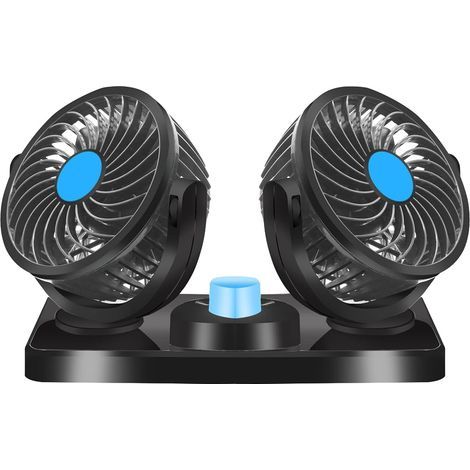 12v Dual Head Fan, Dual Head Electric Cooling Fan, 360° Rotation 2 Speeds Fits All Family Cars Or With 12VDC Cigarette Lighter Socket (1/5)