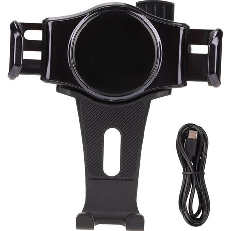 Support de Téléphone Voiture avec Chargeur Sans Fil et Fixation Auto à LED Noir (1/5)