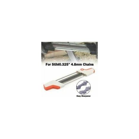 Affûteur Chaîne Tronçonneuse - Lime Ronde 4,8 Mm - Jauge Profondeur Intégrée - Ergonomique Blanc Orange - 1 Pièce
