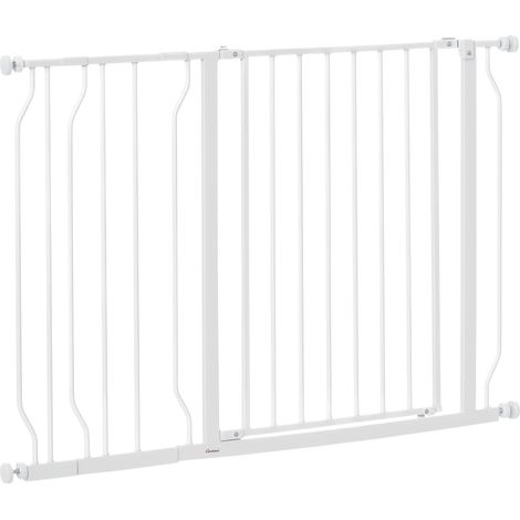 Barrière de sécurité barrière pour animal domestique longueur réglable dim. 75-115L x 76H cm blanc (1/5)