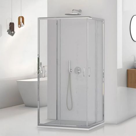 Box doccia 3 lati 70x70x70 cm doppio scorrevole trasparente H 195 cm Tay (1/5)