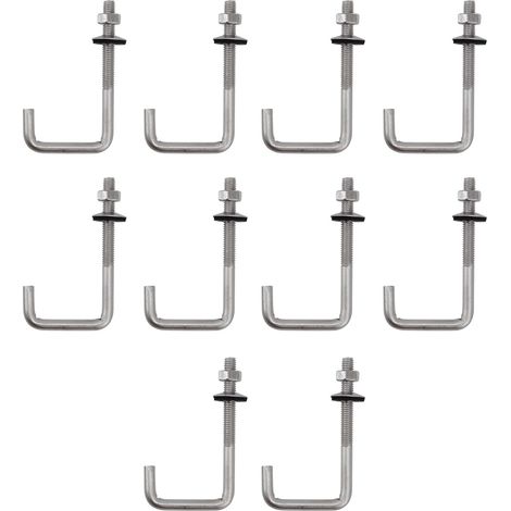 Lot de 10 vis de fixation de plafond M6 x 60 x 100 mm en acier inoxydable 304 avec crochet en J à tige longue avec écrou hexagonal, chevilles en béton, vis (1/5)