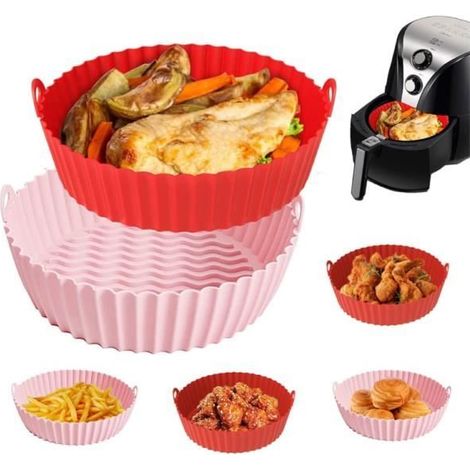 2 Grandes Air Fryer Acessoires, Panier Friteuse 21 cm/8,5 Pouces, Friteuse à Air en Silicone Réutilisable pour Accessoires de four (1/4)