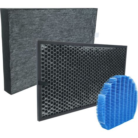 vhbw 3-teiliges Filter-Set kompatibel mit Sharp KC-C150E Luftreiniger - HEPA-Filter, Aktivkohlefilter, Befeuchtungselement