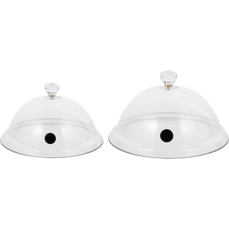 2 Pièces Fumer Cloche Dôme Couvercle en Plastique Alimentaire Couverture pour Fumée Infuser Fumeur de Fumer Perfusion Plaques Bols (1/5)
