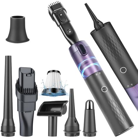 Aspirateur à Main,18000 Pa Aspirateur Voiture sans Fil,avec aspirateur,gonflage, vidage,soufflage,2 Niveaux,Rechargeable Portable Mini Aspirateur pour d'animaux, Voiture, Maison,Bureau (Noir) (1/5)