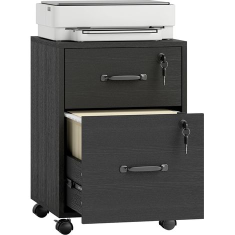 HOMCOM Roll File Cabinet with Drawer, Organiser Letter Size, Black (1/5)