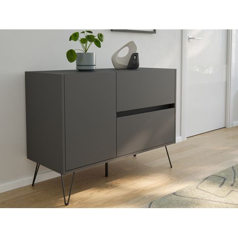 Raumwunder L Sideboard Kommode 100cm 2 SoftClose 1 Tür Grafit (1/5)