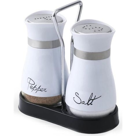 Salière Poivrière - Verre Et Alliage D Aluminium - Pour Cuisine Maison Restaurant - Lot De 2 (1/5)