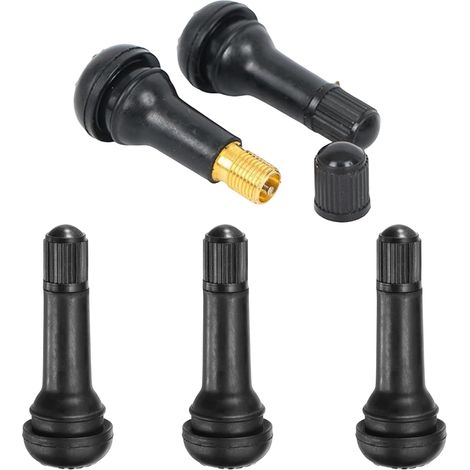 5 x TR413 Rubber Car Tyre Valves, Tubeless Valve Cap, Metal Car Tyre Valves, Black, Rim Valves, Universal Car Tyre Valve (1/5)
