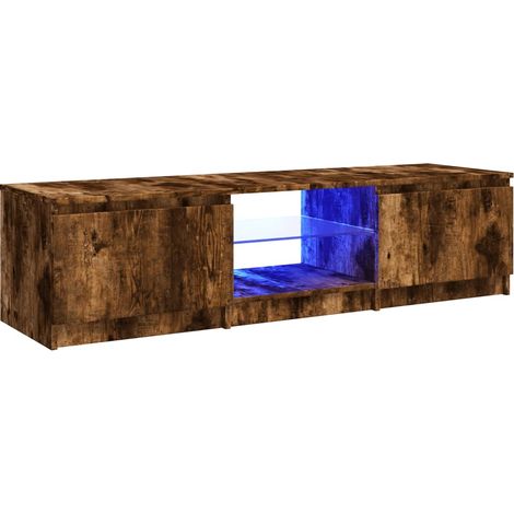 Mobile TV multimediale scaffale per televisione televisione buffet sala da pranzo soggiorno camera da letto con luci LED rovere affumicato 140 x 40 x 35,5 cm marrone 020026723