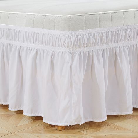 Elastischer Polyester-Bettrock mit Rüschen, einfach anzubringender Überwurf (Einzelbett) (1/5)
